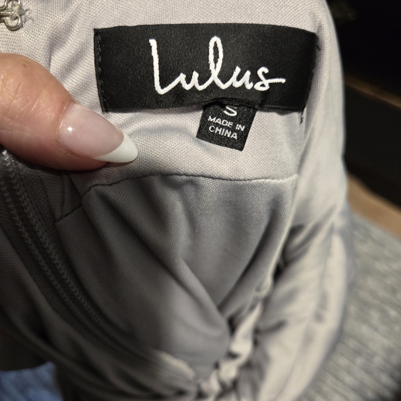 Lulu's Gray Maxi Dress with Slit - Picture 5 of 7